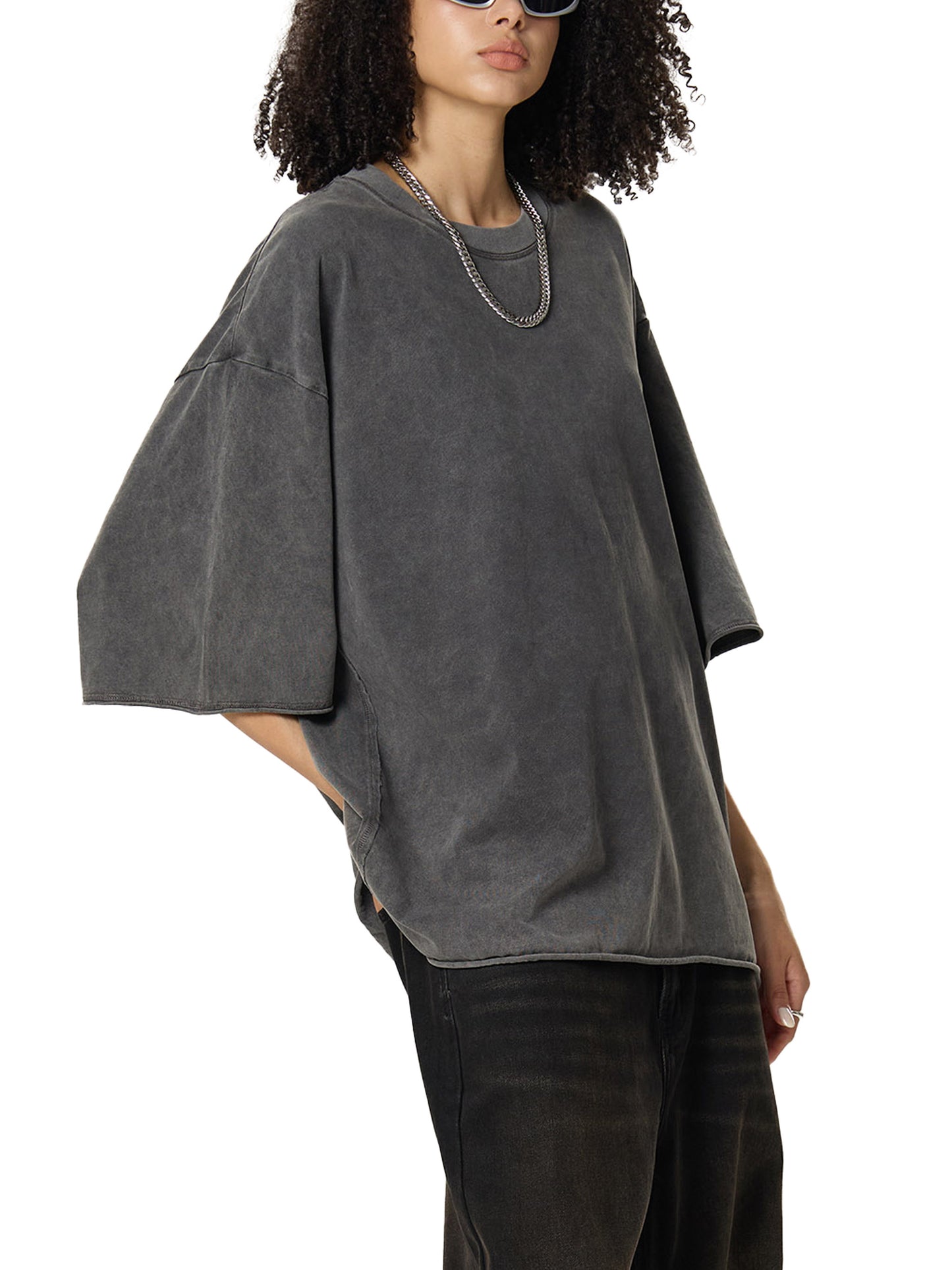 Raw Edge Snow Washed Boxy T-Shirt