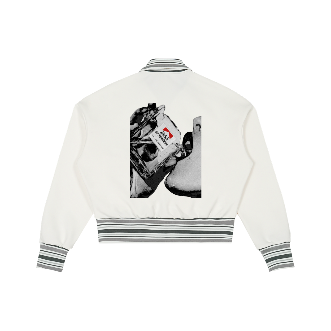 Striped Rib Collar Zip Jacket