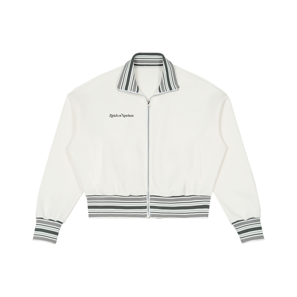 Striped Rib Collar Zip Jacket
