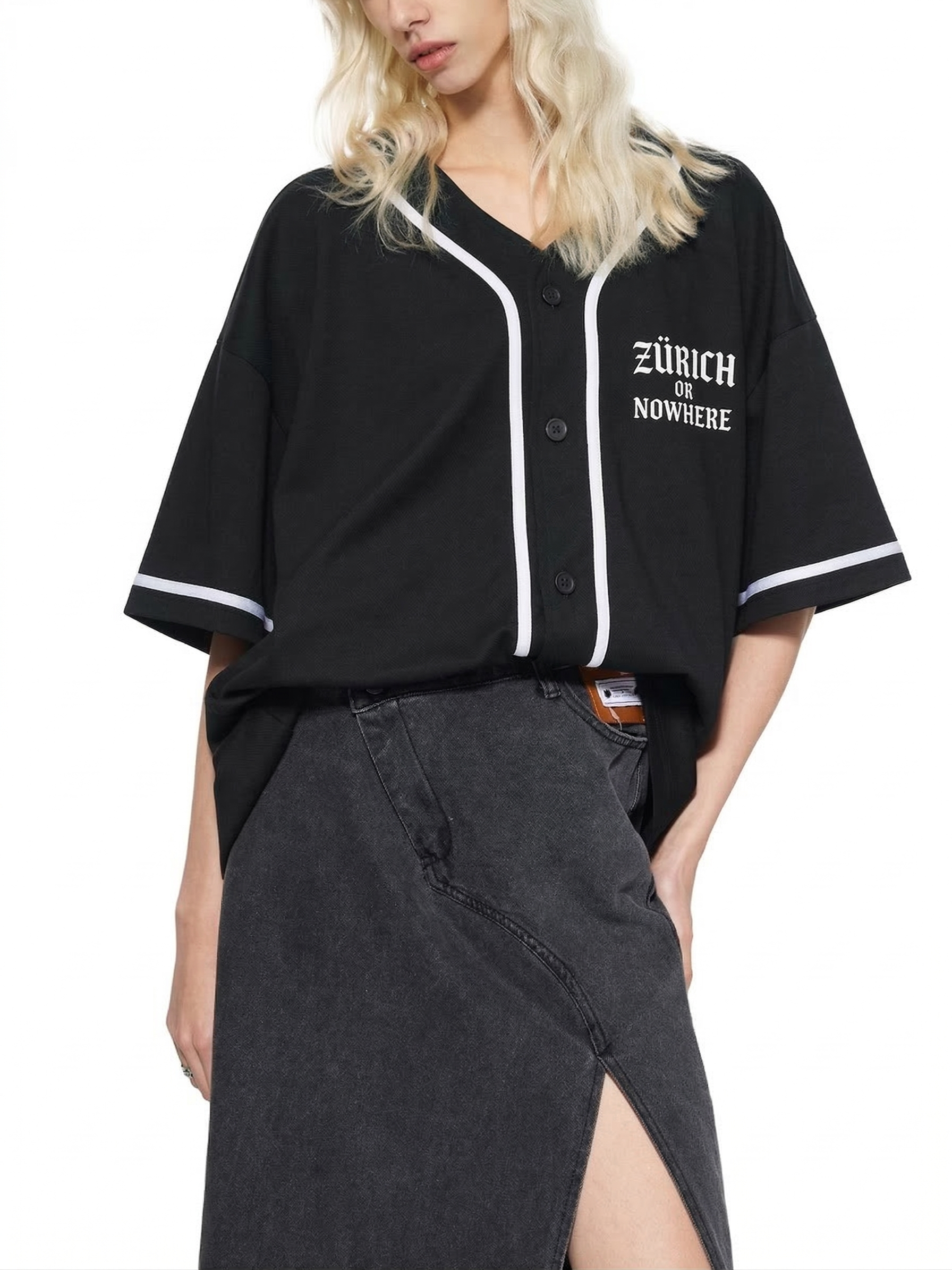 Contrast Piped Button-Up Jersey