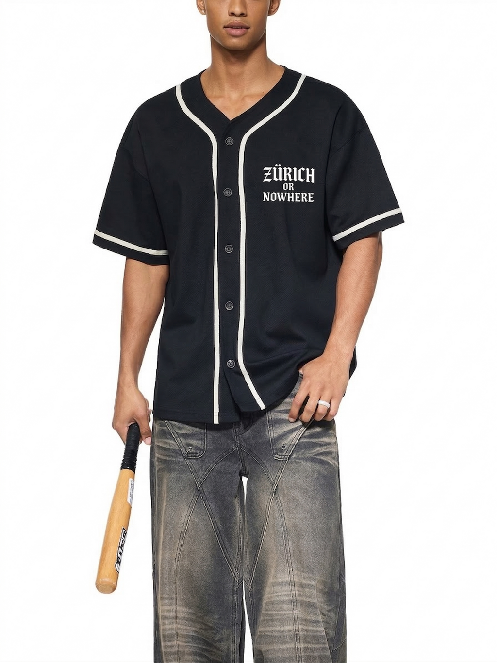 Contrast Piped Button-Up Jersey