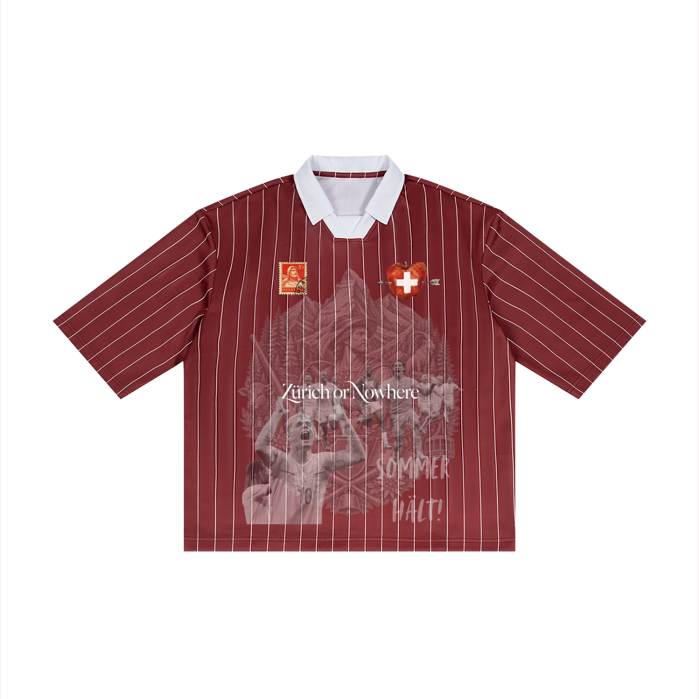 Schweizer WM Shirt 2026- Unisex Pinstripe Collared Soccer Jersey